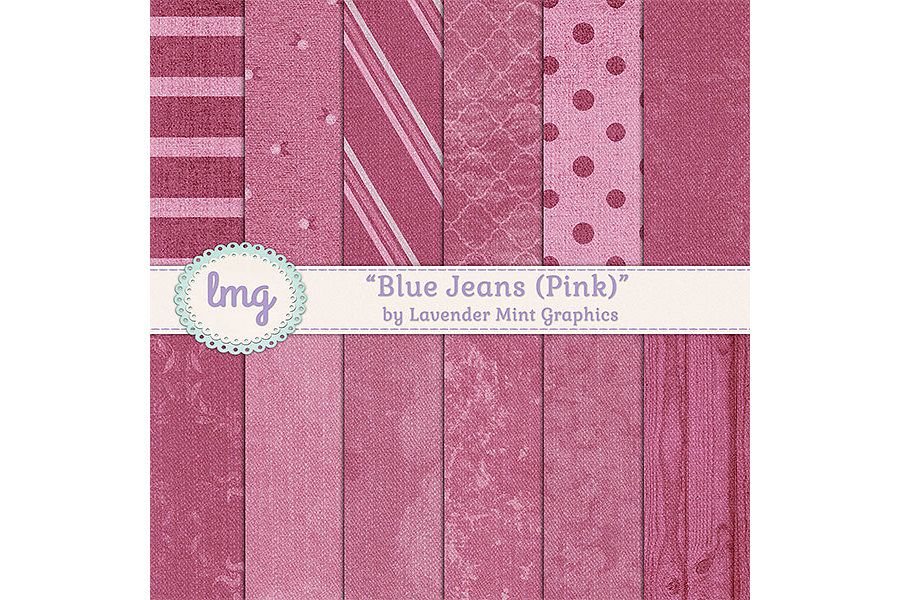Pink Blue Jean Denim Digital Papers example image