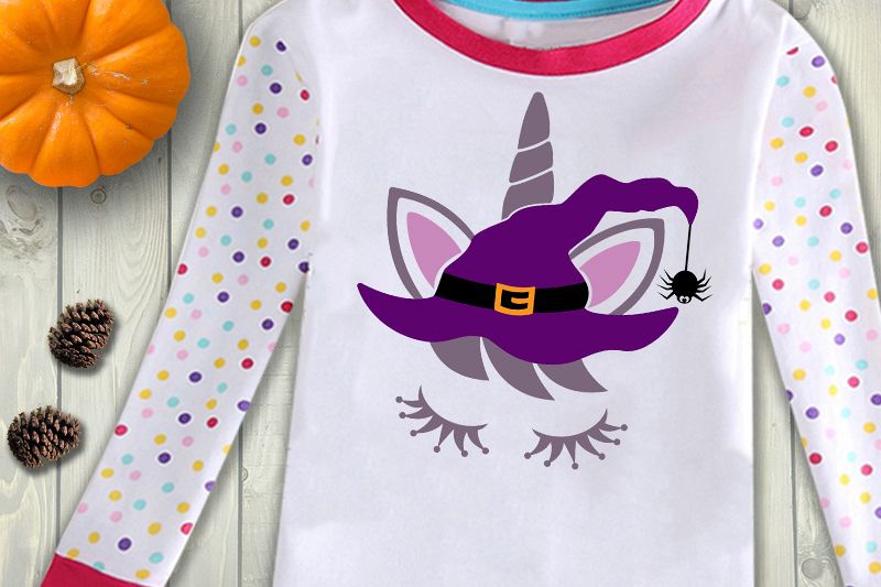 unicorn face svg, unicorn iron on, unicorn svg, Halloween svg, witch svg, unicorn clipart, witch hat svg, unicorn witch svg, dxf png, kids example image