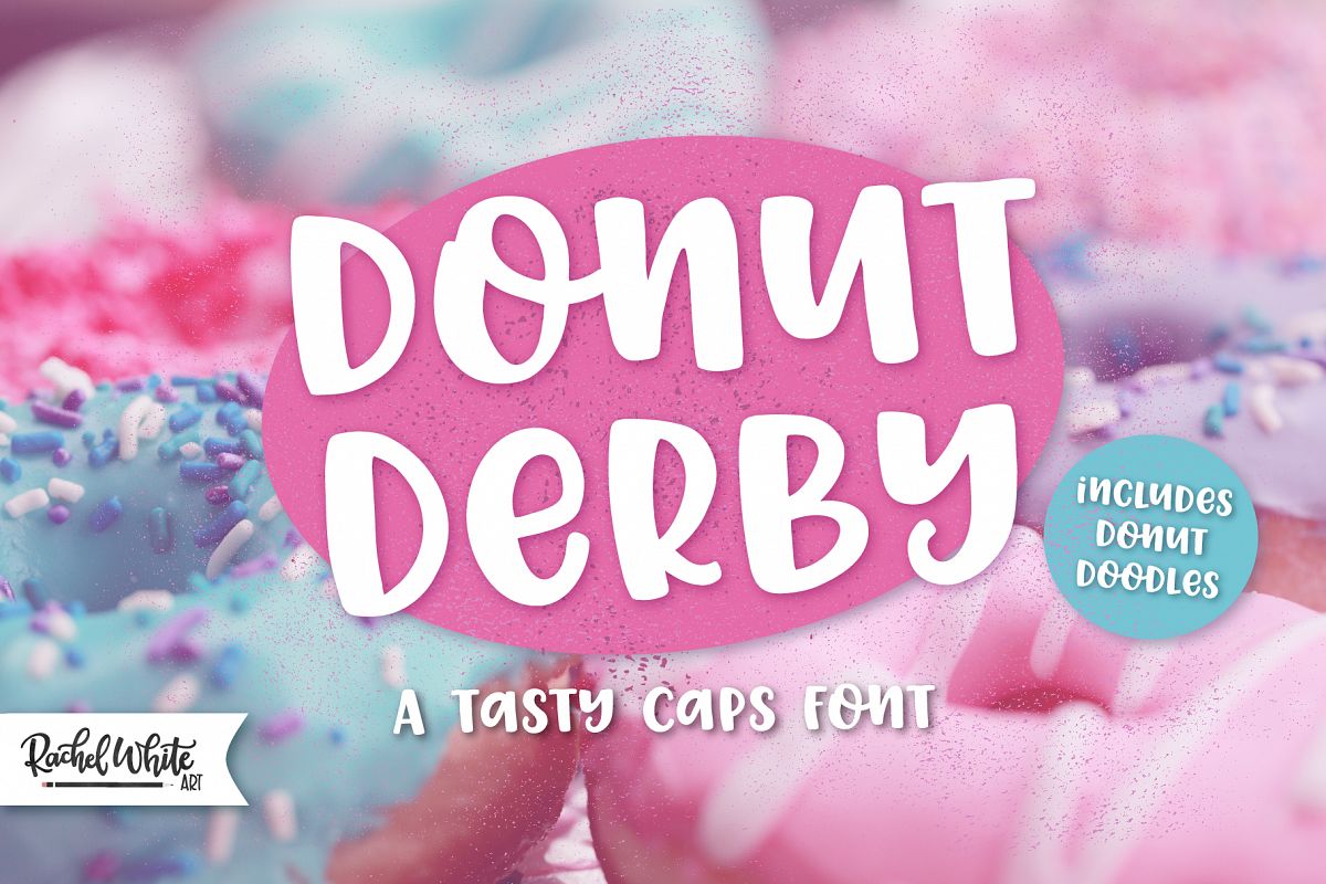 Donut Derby, a tasty caps font example image