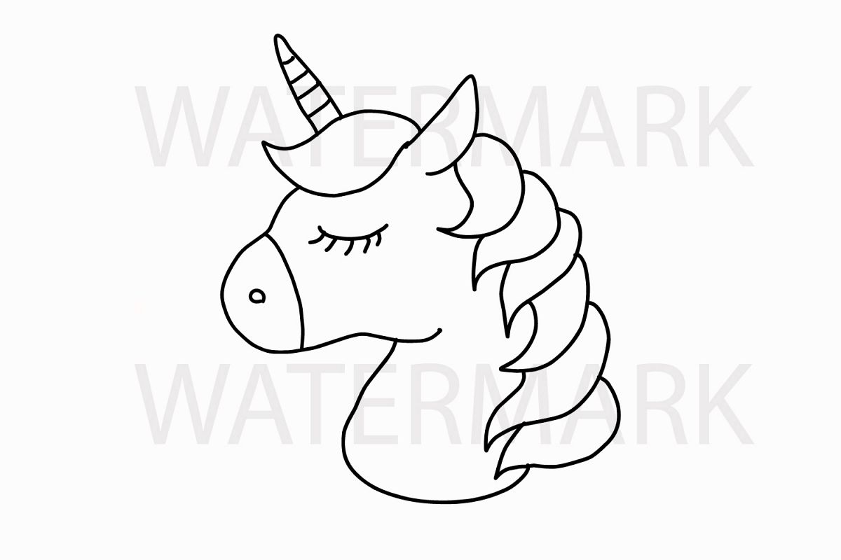 Unicorn Head - SVG/JPG/PNG Hand Drawing | Design Bundles