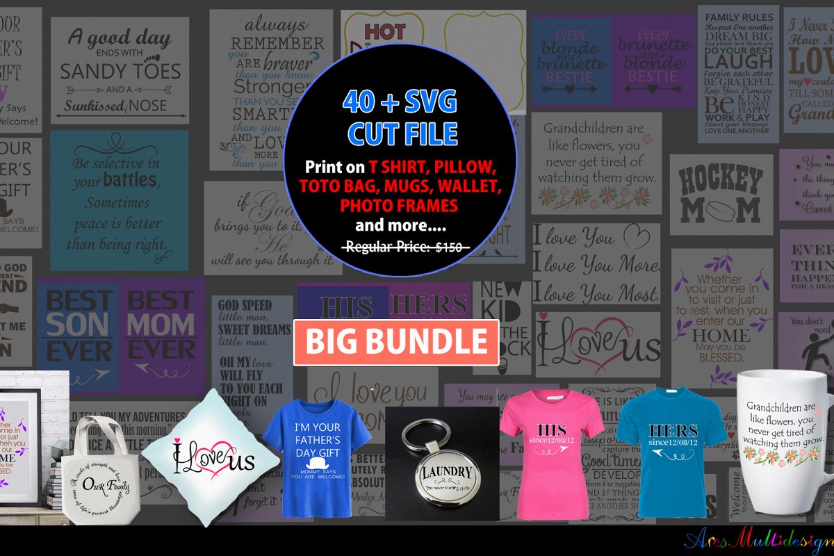 Svg cut file bundle /over 40 plus cut files /print on T shirt / print on pillow / print on toto bag / print on mug / SVG / Eps /Dxf / Png /Jpg example image