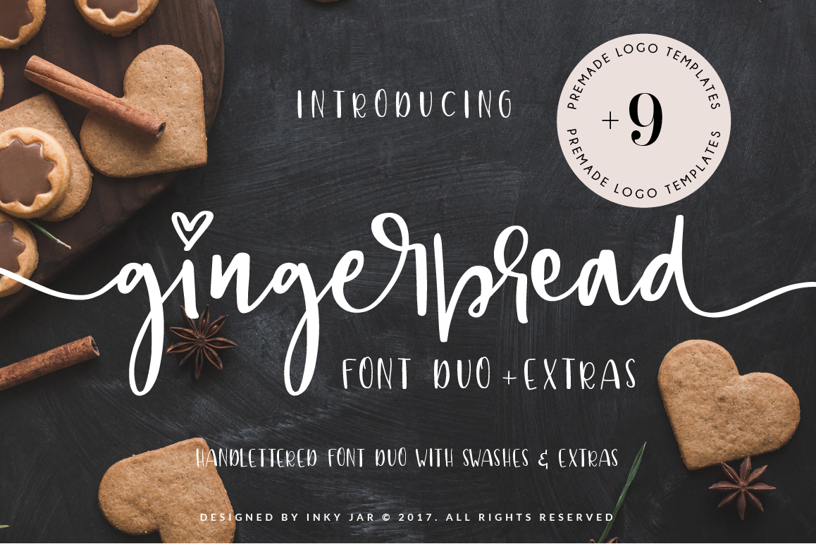 Gingerbread Font Duo + 9 Premade Logo templates example image