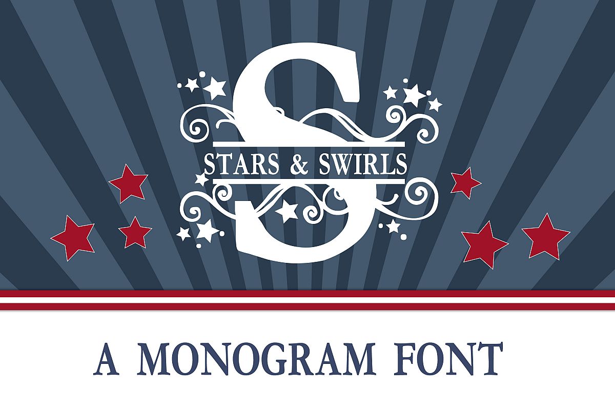 PN Stars & Swirls Monogram Banner Font example image