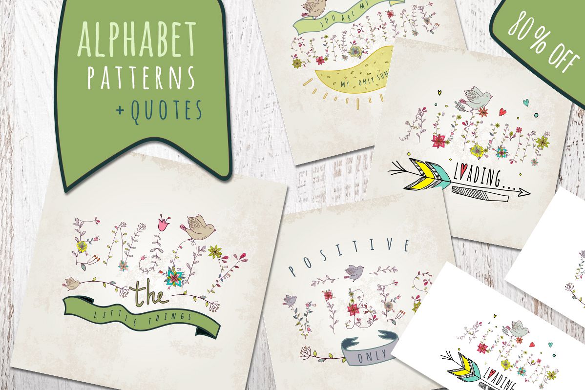 Floral & birds. Alphabet/patterns example image