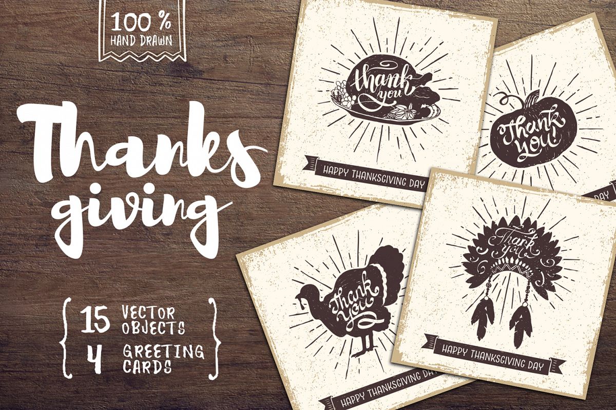 15 Hand Drawn Objects + 4 Cards example image