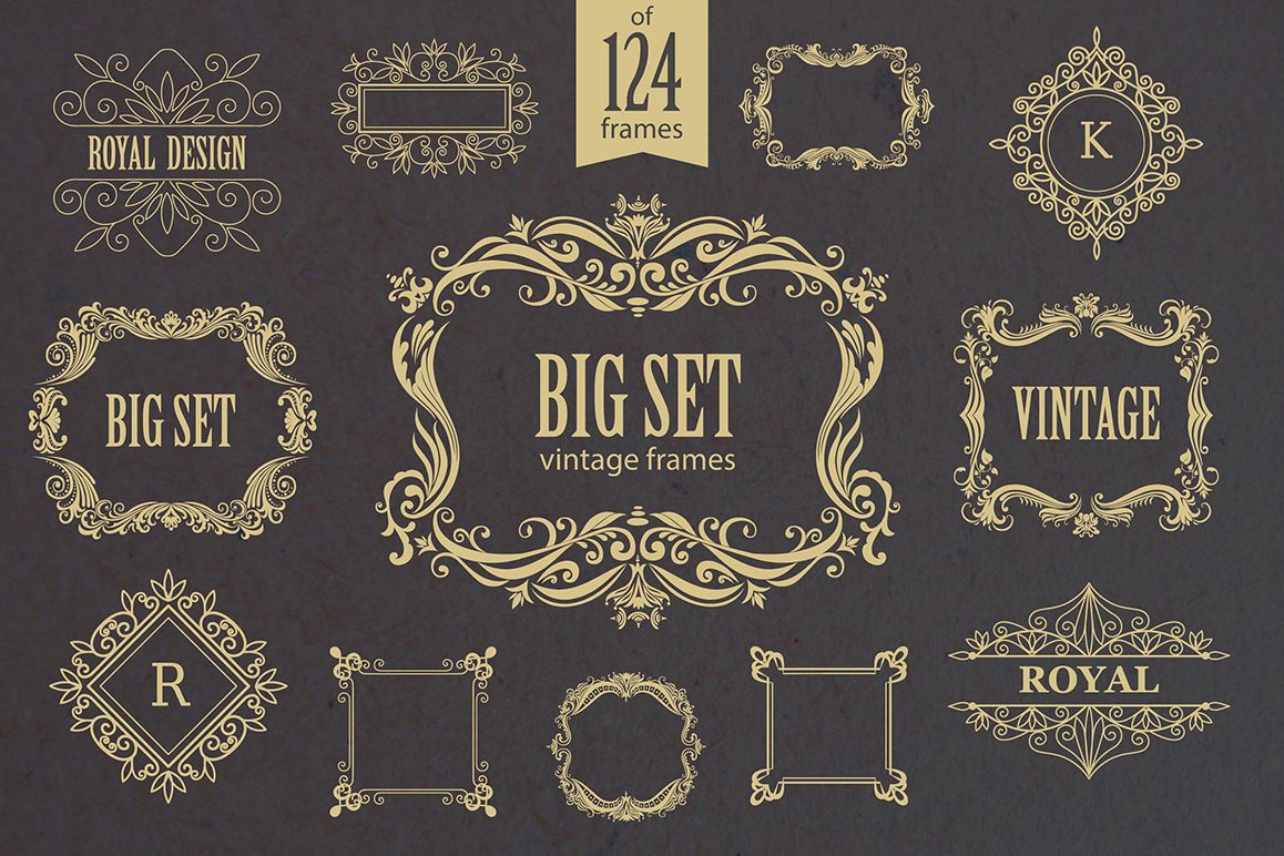 Set of vintage frames and monograms example image