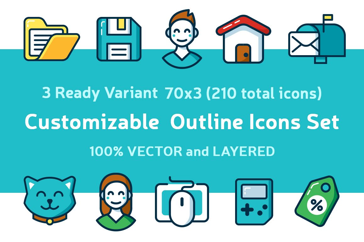 Customizable Outline Icons Set example image