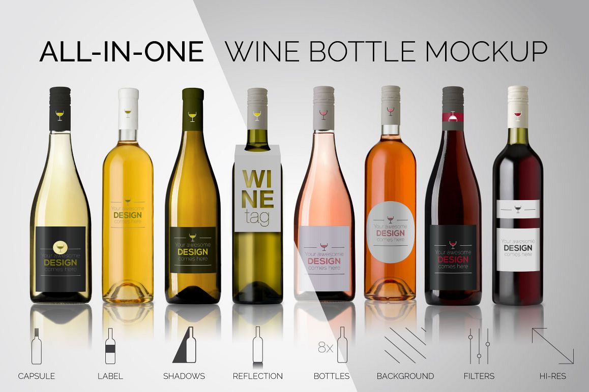 All-In-One Wine Bottle Mockup example image