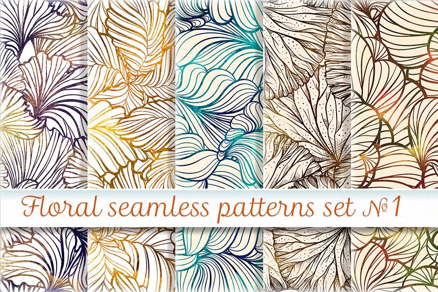Floral seamless patterns set example image