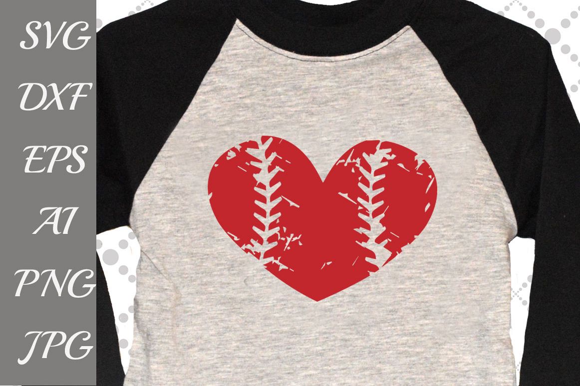 Distressed heart baseball Svg by Pretty Design Bundles