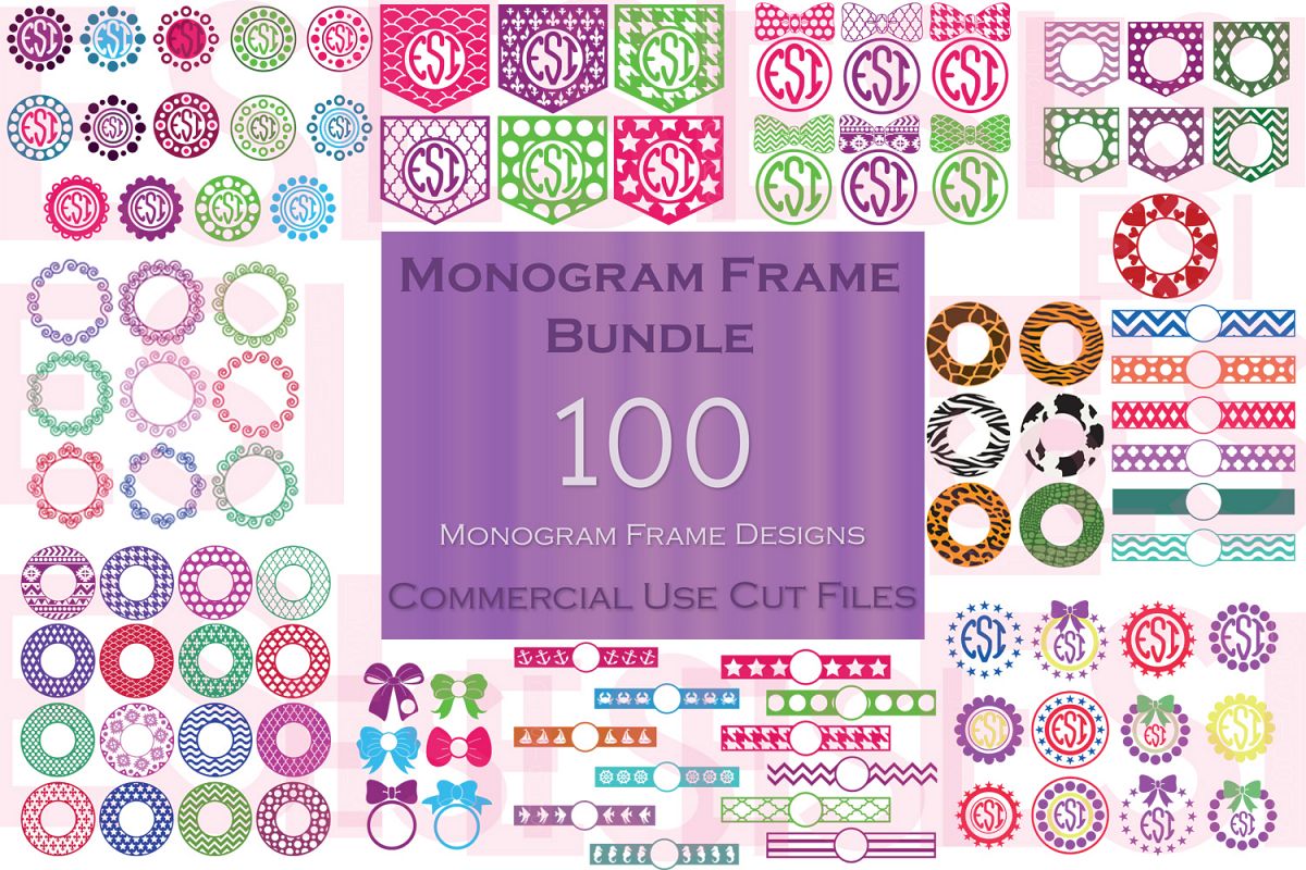 Monogram Frame Bundle - 100 Frames for Monogramming. example image