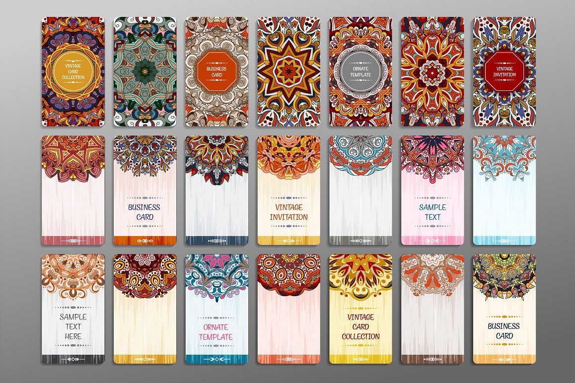 Vector vintage card set. example image