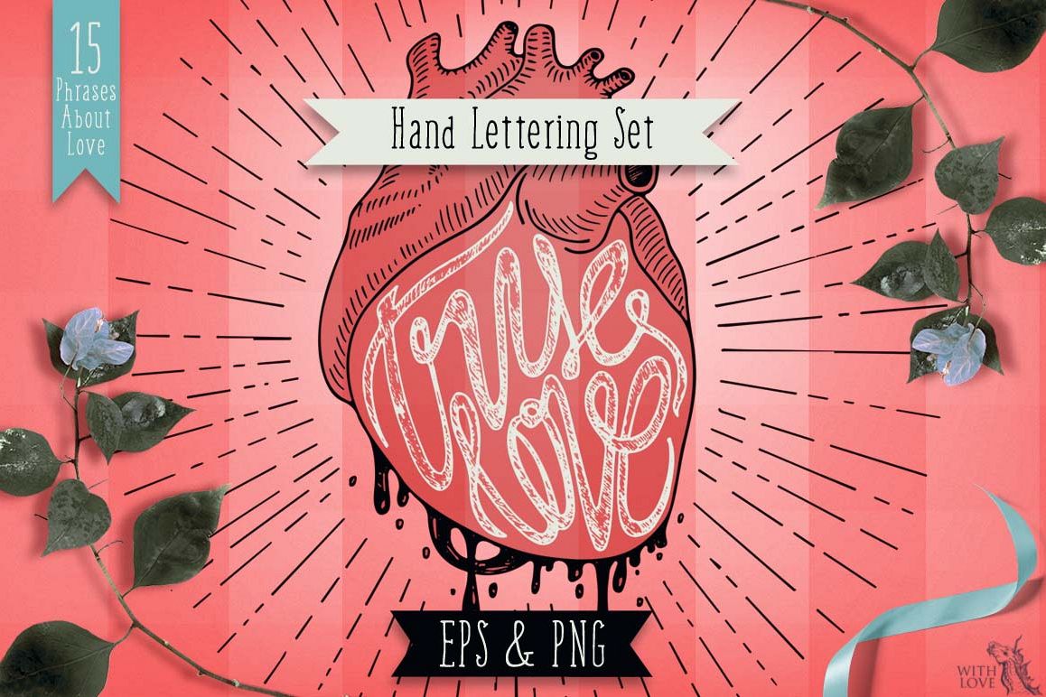 True Love Hand Lettering Set example image
