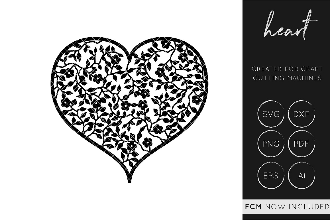 Download Floral Heart SVG Cut File - DXF Cut Fil | Design Bundles