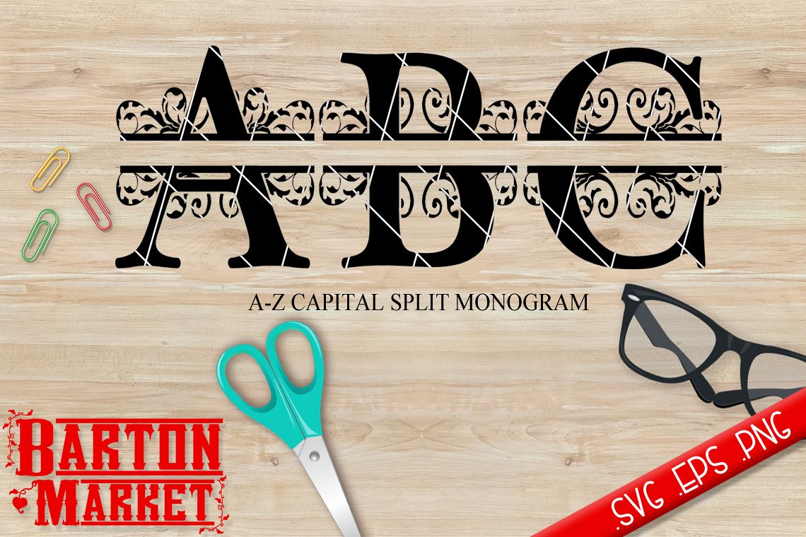 Split Letters Alphabet A-Z SVG / EPS / PNG / DXF example image