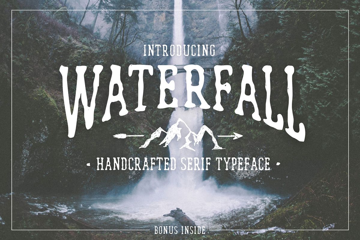 Waterfall. Handcrafted Font (+bonus) example image