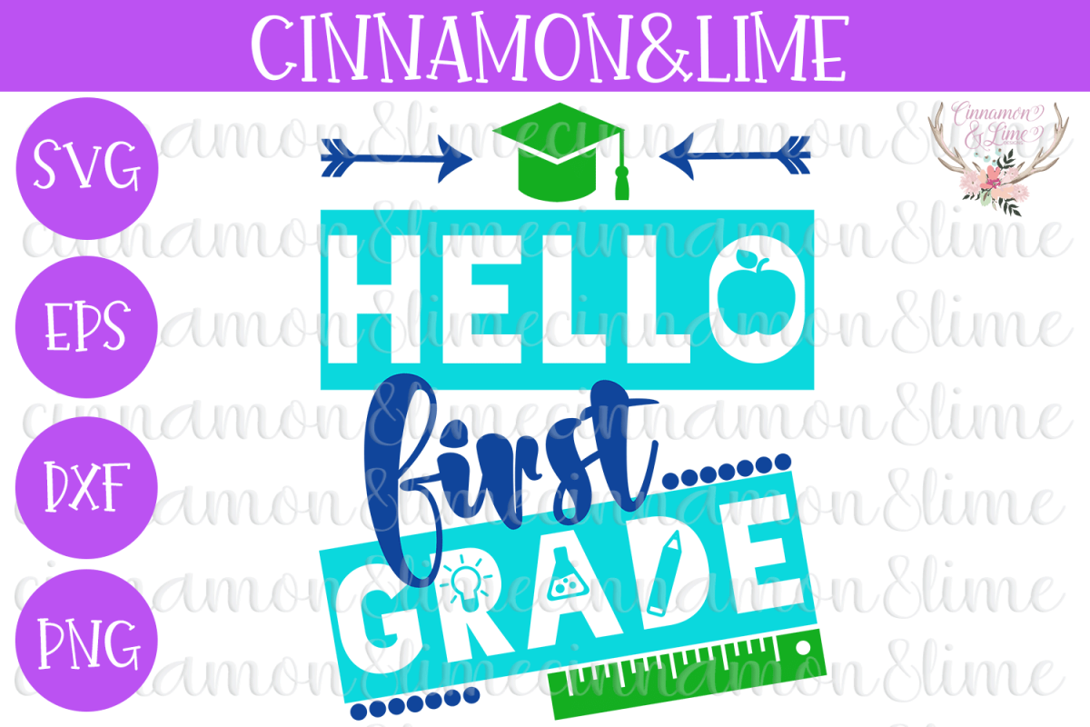 Hello First Grade, Back to School SVG example image