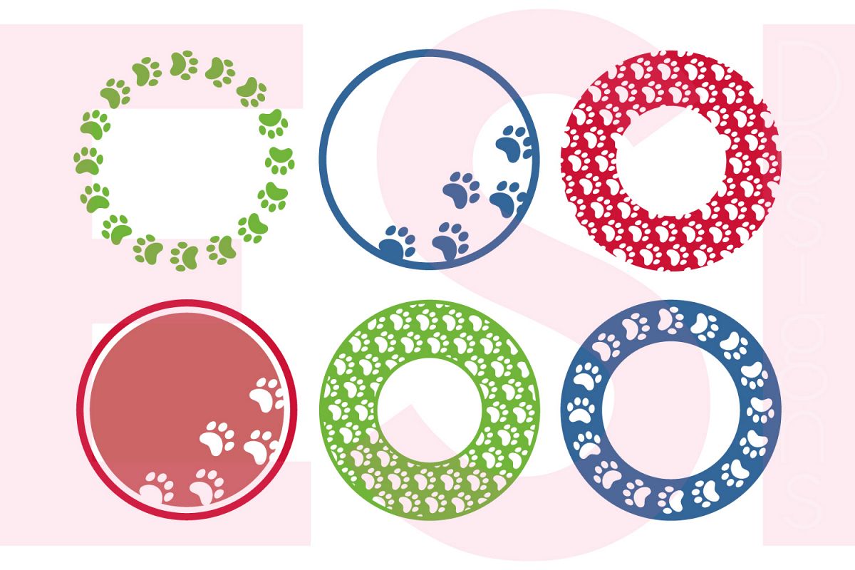 Paw Print Circle Monogram Frame Designs example image