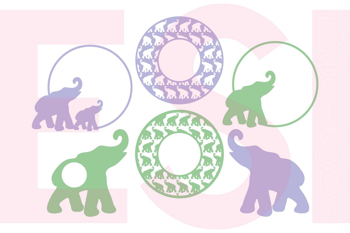 Download Elephant Circle Monogram Frame Designs | Design Bundles