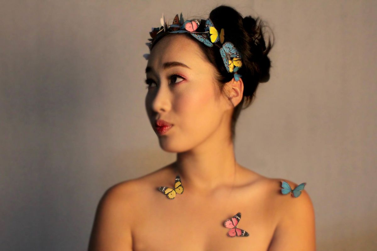 Butterfly girl vintage look example image