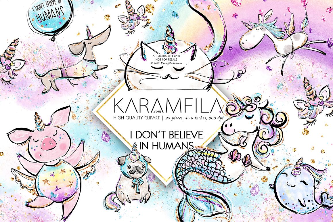 Download Unicorn Pets Clipart by Karamfila | Design Bundles