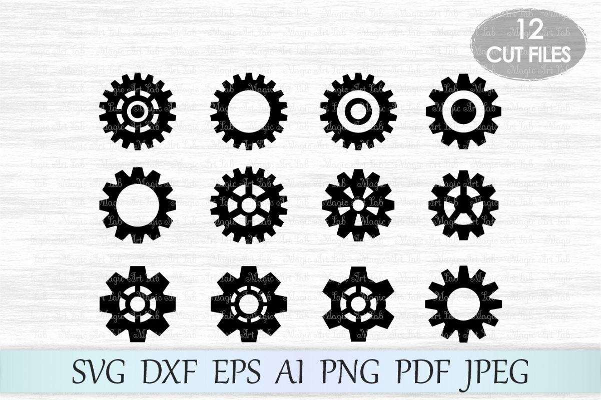 Download Gears SVG, Gears Silhouette, Gears cut, | Design Bundles