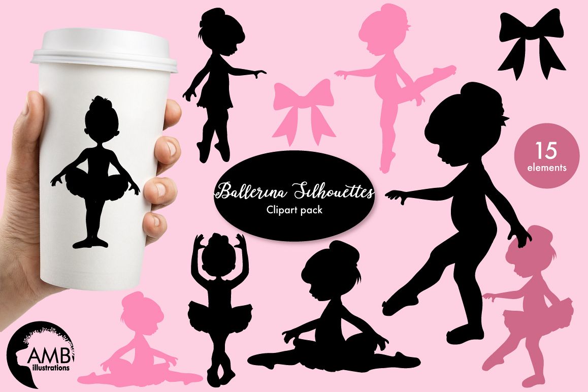 Ballerina silhouettes clipart, graphics, illustrations AMB-1584 example image