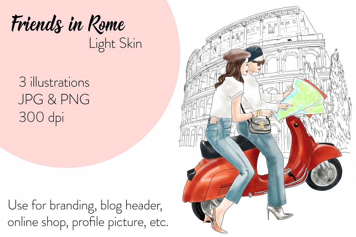 Fashion illustration - Friends in Rome - Light Skin example image