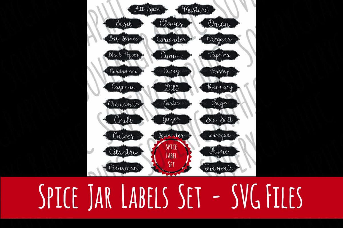 Vintage Spice Jar Label Set of 32 | SVG Cutting Files example image
