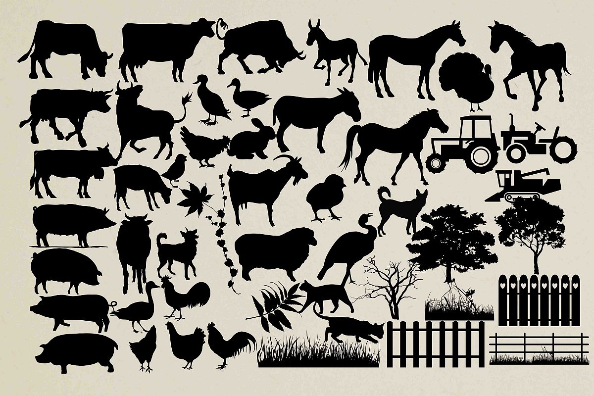 Farm animal silhouette PNG SVG EPS DXF example image
