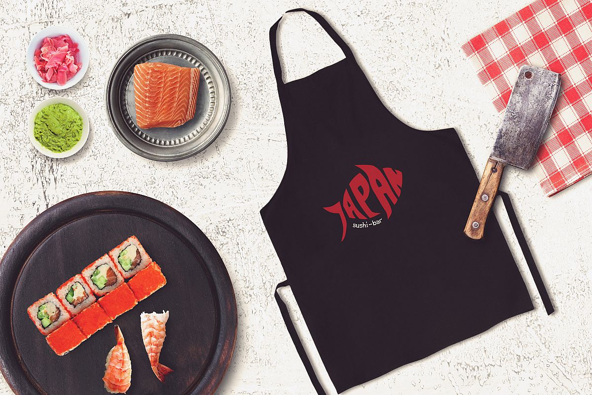 Download Sushi Bar Apron Mock-up #9 by Relineo | Design Bundles