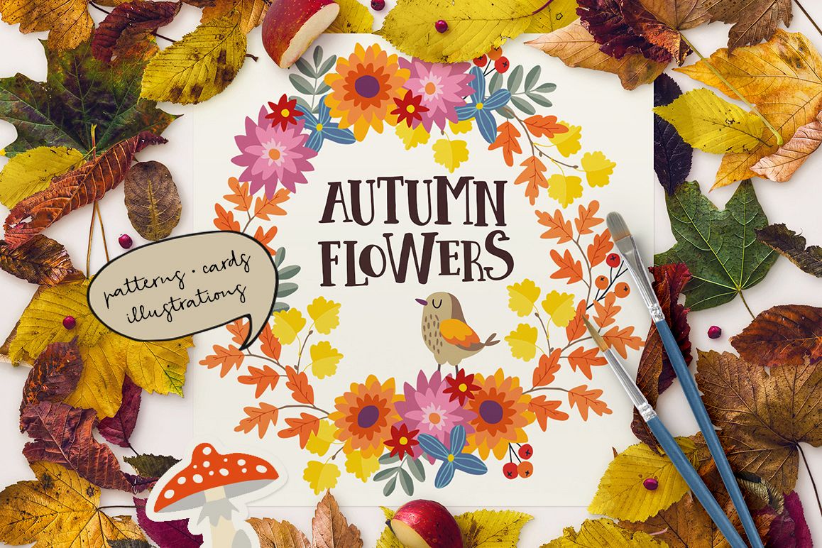 Autumn flowers graphic collection example image