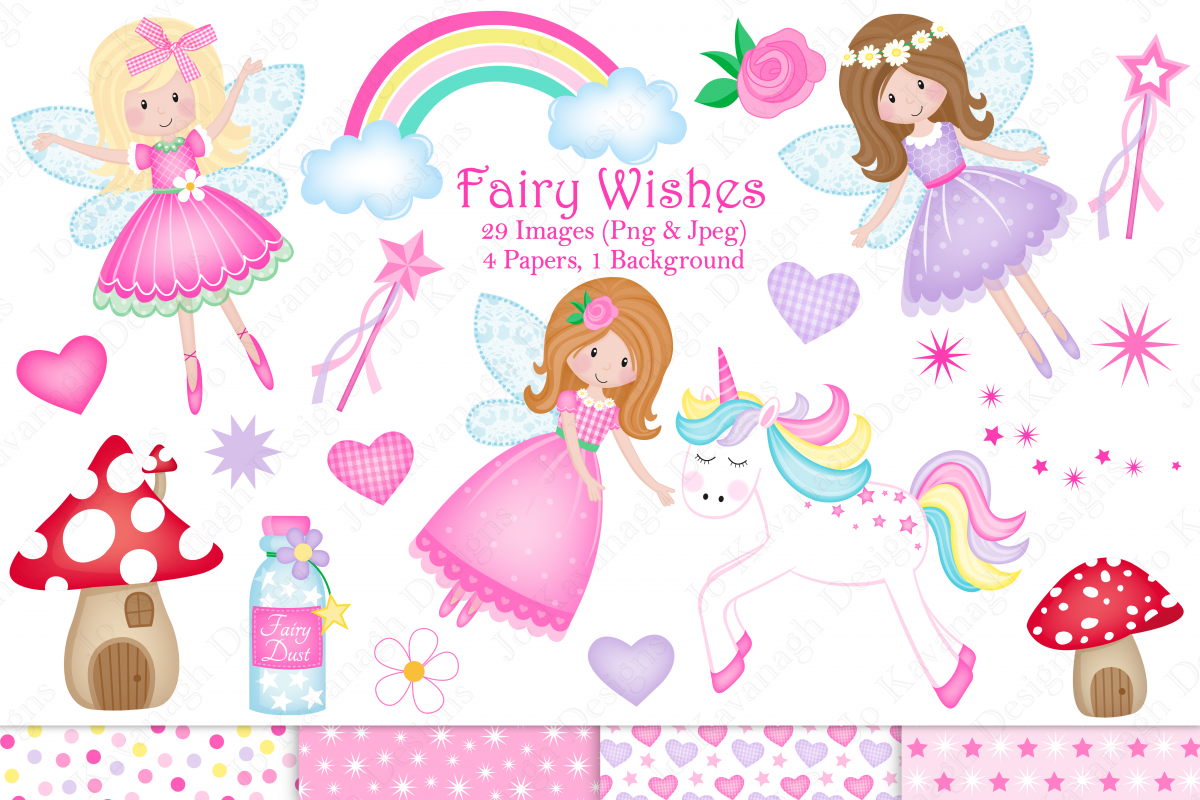 Fairy clipart, Unicorn clipart, Fairy g | Design Bundles
