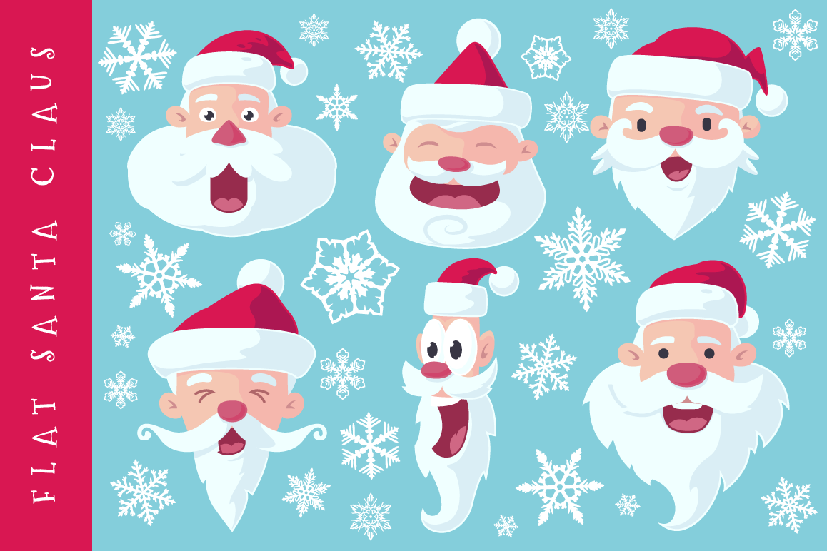 Flat Santa Claus Heads - Vector example image