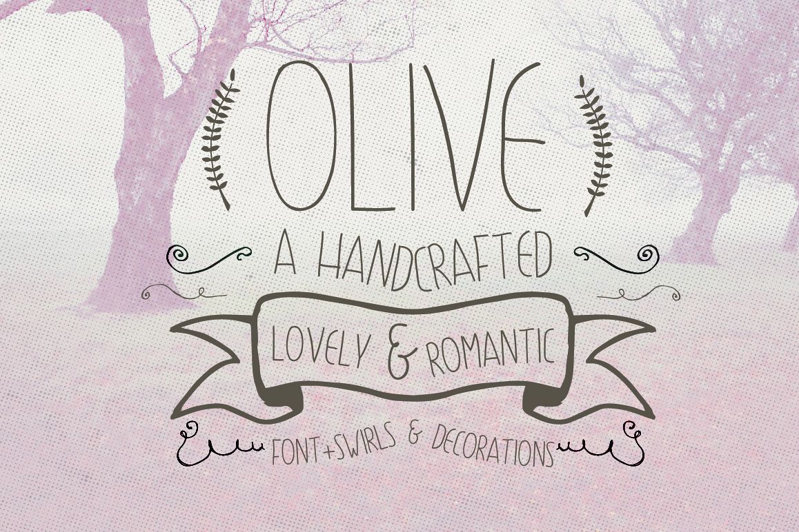 Olive Hand Drawn Font + Decorations example image